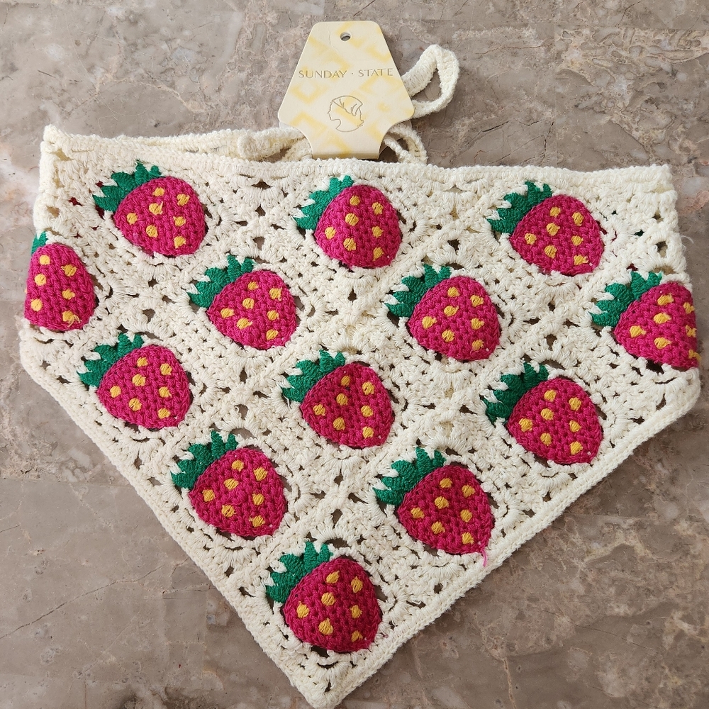 Womens Hair Scarf Strawberry Print - Picture 2 of 5